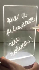 Abajur de Mesa Luminária Led 3D USB Lousa Tela para Escrever Decoração Presente Mães Pais Namorados