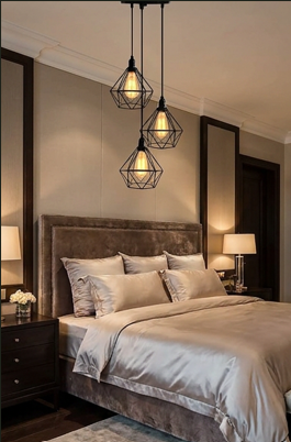 Pendente Diamante Industrial E27 em Aço Preto | Lustre Moderno para Sala, Cozinha e Quarto