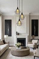 Pendente Diamante Industrial E27 em Aço Preto | Lustre Moderno para Sala, Cozinha e Quarto