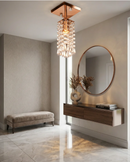 Plafon ClearCrystal Quadrado em Alumínio Espelhado | Lustre de Cristal Acrílico E27
