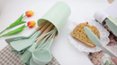Jogo de Cozinha Kit C/12 Peças Utensílios de Cozinha em Silicone e Cabo de Madeira Antiaderentes