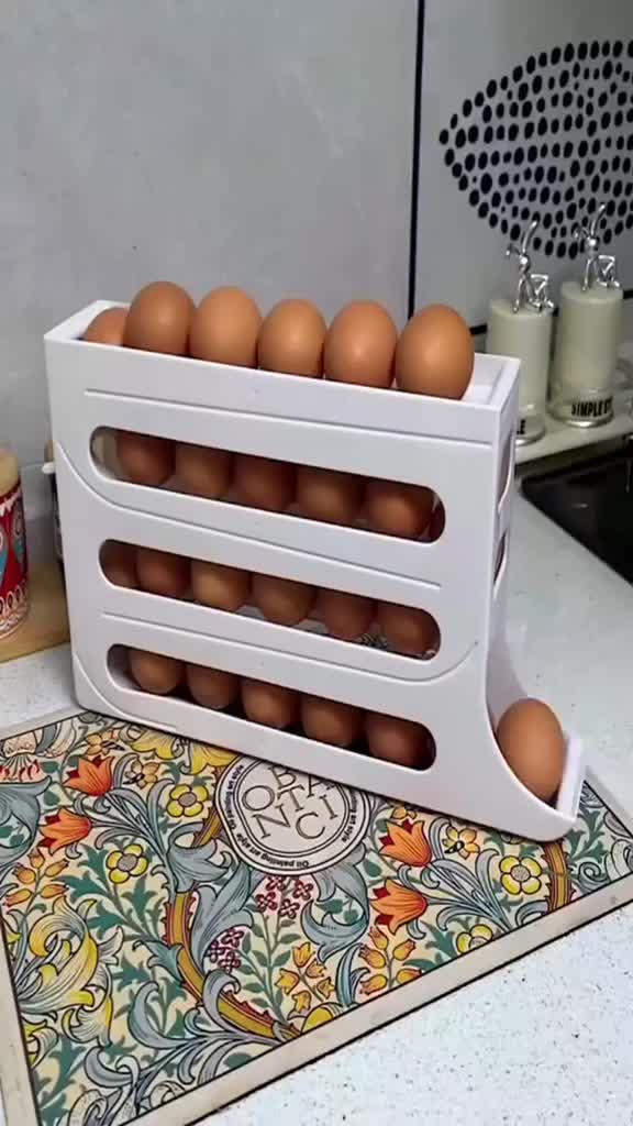 1/2 Peça Porta Ovos Deslizante Organizador Para Geladeira De 4 Camadas Automática Rolantes