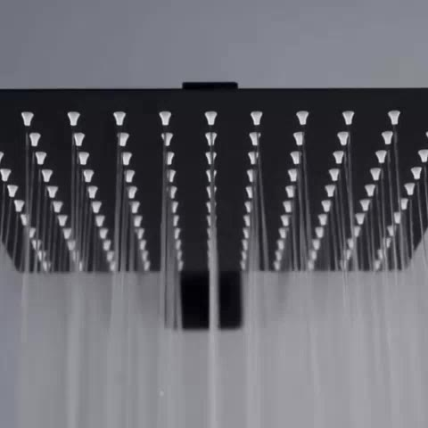 Chuveiro Ducha Preto Inox 304 Quadrado Reto/Articulado.