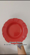 PRATO FUNDO KIT C/10 UNIDADES VERMELHO PLÁSTICO churrasco festa aniversario almoço jantar lanche