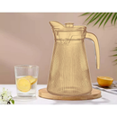 Jarra De Vidro Dourada Com Tampa Acrilico 1620ml