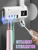 Suporte Escova de Dentes Branco com Esterilizador UV Dispenser Automático Antibacteriano Sem Furo