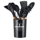 Jogo de Cozinha Kit C/12 Peças Utensílios de Cozinha em Silicone e Cabo de Madeira Antiaderentes