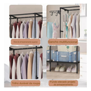 Arara De Roupa Cabideiro De Chão Sapateira Rack Organizador Multiuso Aço Inox