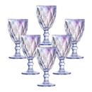 Jogo de 6 Taças de Vidro Diamond Transparente Ambar Furta Cor Verde Azul Fume Bico De Jaca 330ml