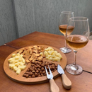 Kit Petisqueira Redonda + 6 Garfos Para Frios e Queijos Gamela MDF