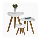 Kit Trio Jogo de Mesinhas Lateral Sala Pé Palito Retro Tampo Orgânico Casa