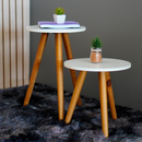 Kit de Mesinha Lateral Redonda de Canto de Sofá Para Sala Decoração
