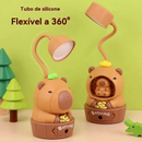 Luminária de Mesa Capivara Infantil - Apontador+Luz Noturna, Bateria 8h, Cores Suaves, Carregamento USB