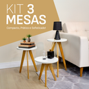 Mesa de Centro ou Kit de Mesinhas, Mesa Lateral, Mesa de Cabeceira, Pé Palito - Madeira Maciça