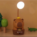 Luminária LED Capivara Recarregável USB | Luz Noturna e Luminária de Mesa Infantil