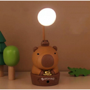 Luminária LED Capivara Recarregável USB | Luz Noturna e Luminária de Mesa Infantil