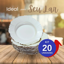 Kit 5 a 30 prato fundo com borda branco refeição churrasco festa jantar sopa Jogo de pratos plastico