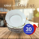 Kit 5 a 30 prato fundo com borda branco refeição churrasco festa jantar sopa Jogo de pratos plastico