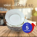 Kit 5 a 30 prato fundo com borda branco refeição churrasco festa jantar sopa Jogo de pratos plastico