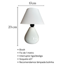 Abajur Luminária de Cerâmica Porcelana Gota Com Cúpula para Decoração Quarto Escritório Sala