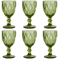 Jogo de 6 Taças de Vidro Diamond Transparente Ambar Furta Cor Verde Azul Fume Bico De Jaca 330ml
