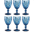 Jogo de 6 Taças de Vidro Diamond Transparente Ambar Furta Cor Verde Azul Fume Bico De Jaca 330ml