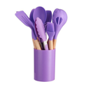 Jogo de Cozinha Kit C/12 Peças Utensílios de Cozinha em Silicone e Cabo de Madeira Antiaderentes