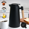 Garrafa Térmica de água 1 Litro Com Termômetro Led Para Chás / Café Design Moderno Cabo De Madeira Cor Preta
