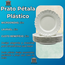 Prato Pétala Fundo Jogo de Pratos Jantar Kit Churrasco Festa Reutilizável Resistente Plástico
