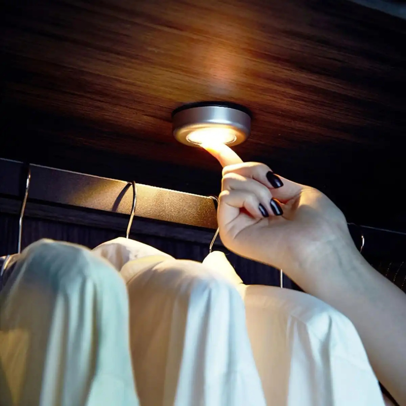 1/3/5 Unidade Leds Lâmpada Adesiva Sem Fio Touch De Pilha De Segurança Portátil Para Armário Casa