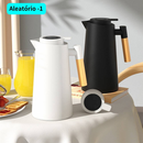 Garrafa Térmica de água 1 Litro Com Termômetro Led Para Chás / Café Design Moderno Cabo De Madeira Cor Preta
