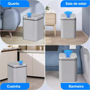 Lixeira com Sensor Automático Inteligente Abre Fácil em Toque Cesto Lixo Banheiro Cozinha Escritório 16 Litros