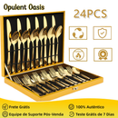 Opulent Oasis Kit Jogo Talheres Inox 24pçs Slim faqueiro Em Aço para cozinha utensílios domésticos