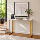 Aparador Industrial 90cm Mesa Buffet Sala Hall Entrada Pé Dourado Aço MDF Moderno 90x30x90