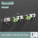 Suporte Inox Multiuso de Parede - Gancho para Vassoura Rodo Pá