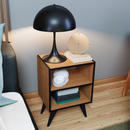 Mesa de Cabeceira Retrô Compacta com Nicho para Quarto Sala Casal ou Solteiro Palma