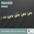 Suporte Inox Multiuso de Parede - Gancho para Vassoura Rodo Pá