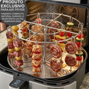 Kit Espetos Churrasco Para Air Fryer Com Rack Suporte Espetinho Ponta Grelha Portátil Multiuso Forno