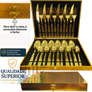 Conjunto Faqueiros Em Inox Dourado Com Maleta Kit 24 Peças De Faqueiros Jogo Talheres