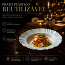 Kit 5 a 30 prato fundo com borda branco refeição churrasco festa jantar sopa Jogo de pratos plastico