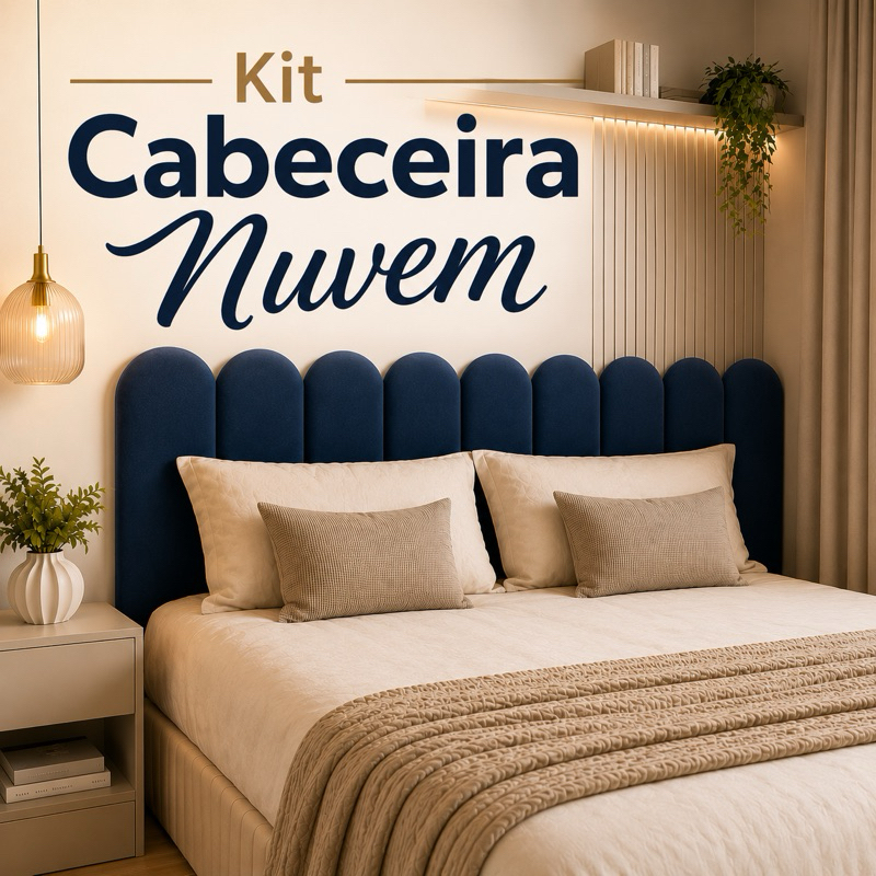 Kit 5 Até 10 Cabeceiras Estofada Cama Box Casal Moderna Luxo Modulada Sem Furo Autocolante 40cmx19cm Solteiro Queen King