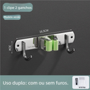 Suporte Inox Multiuso de Parede - Gancho para Vassoura Rodo Pá
