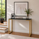 Aparador Industrial 90cm Mesa Buffet Sala Hall Entrada Pé Dourado Aço MDF Moderno 90x30x90