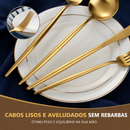 Opulent Oasis Kit Jogo Talheres Inox 24pçs Slim faqueiro Em Aço para cozinha utensílios domésticos