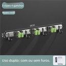 Suporte Inox Multiuso de Parede - Gancho para Vassoura Rodo Pá