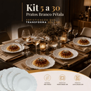 Kit 5 a 30 prato fundo com borda branco refeição churrasco festa jantar sopa Jogo de pratos plastico