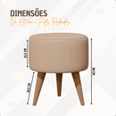Puff Redondo Pé Palito Kit E Unidades Assento Estofado Apoio Para os Pés