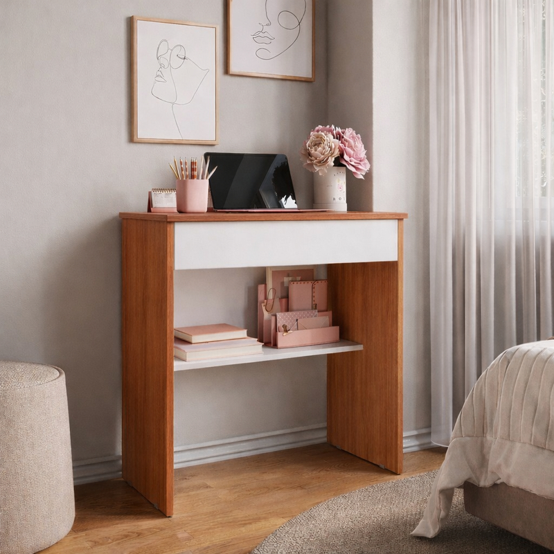 Escrivaninha Com Gaveta Computador Prateleira Quarto Home Office