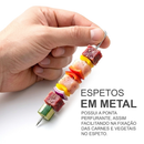 Kit Espetos Churrasco Para Air Fryer Com Rack Suporte Espetinho Ponta Grelha Portátil Multiuso Forno
