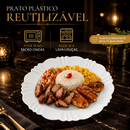 Kit 5 a 30 prato fundo com borda branco refeição churrasco festa jantar sopa Jogo de pratos plastico